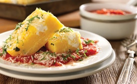 Baked Polenta with Tomato Sauce and Ricotta