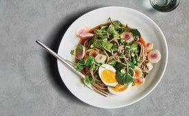 Cold Soba Noodles with Jammy Eggs and Peas