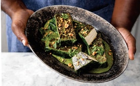 Jerk Tofu Wrapped in Collard Leaves