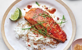 Miso-Glazed Salmon With Sushi Rice