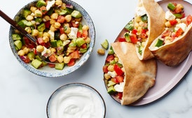Moroccan Garbanzo Bean and Feta Pitas