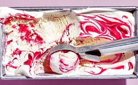No-Churn Almond and Raspberry Swirl Ice Cream
