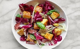 Pantry Dinner Salad With Polenta Croutons