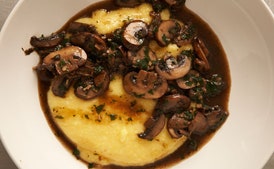 Soft Polenta with Mushrooms and Spinach