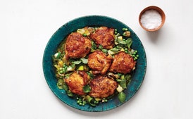 Roast Chicken Thighs with Peas and Mint