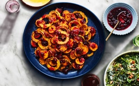 Roasted Sweet Potato and Delicata Squash with Cranberry Agrodolce