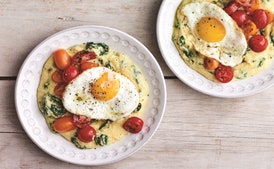Slow Cooker Ricotta-Spinach Polenta with Tomato Salad