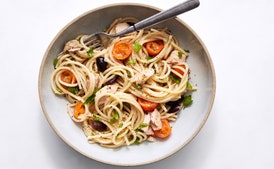 Spaghetti with Tuna, Tomatoes, and Olives