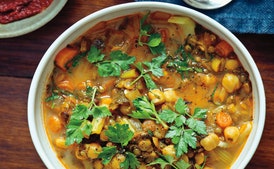 Spiced Moroccan Vegetable Soup with Chickpeas, Cilantro, and Lemon (Harira)