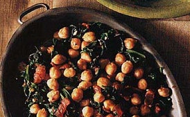 Spinach and Chick Peas with Bacon