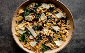 Swiss Chard Pasta With Toasted Hazelnuts and Parmesan