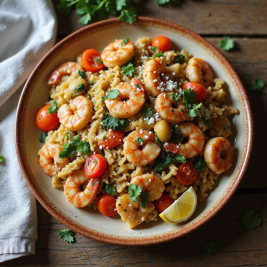 One Pot Tuscan Shrimp and Orzo