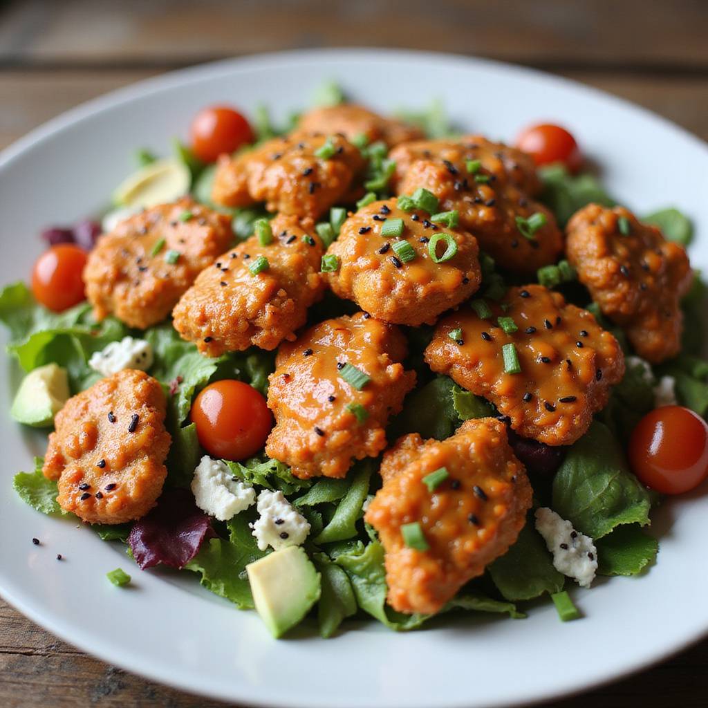 Buffalo Popcorn Chicken Salad